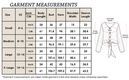 Anna-Kaci Women's Waffle Knit Cardigans Swiss Dot Long Sleeve Button Down Tie Knot Plain Shirts