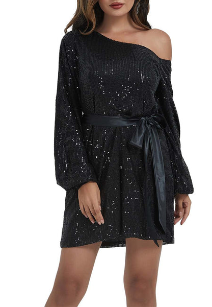 Vestido de fiesta con lentejuelas y purpurina para club