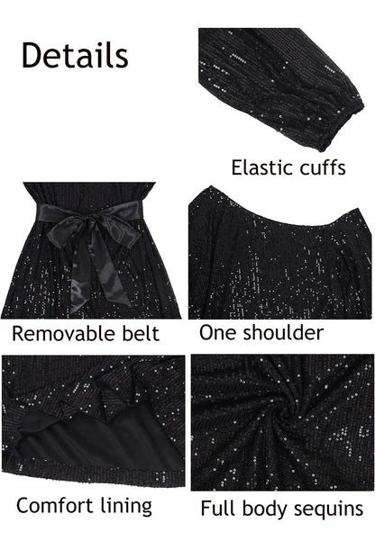 Vestido de fiesta con lentejuelas y purpurina para club