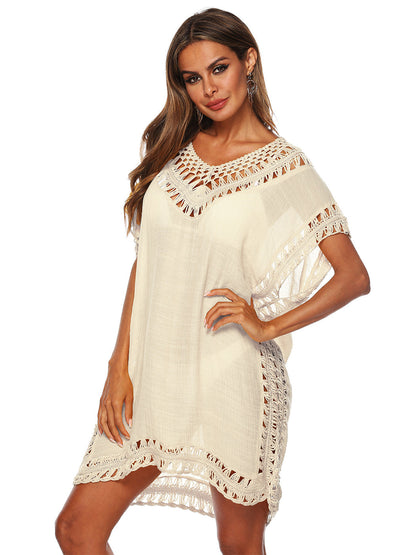 Anna-Kaci Swimsuit Cover Up Women Swimwear Bathing Suit Dress Sexy Bikini Beach Crochet Beachwear Loose Dress