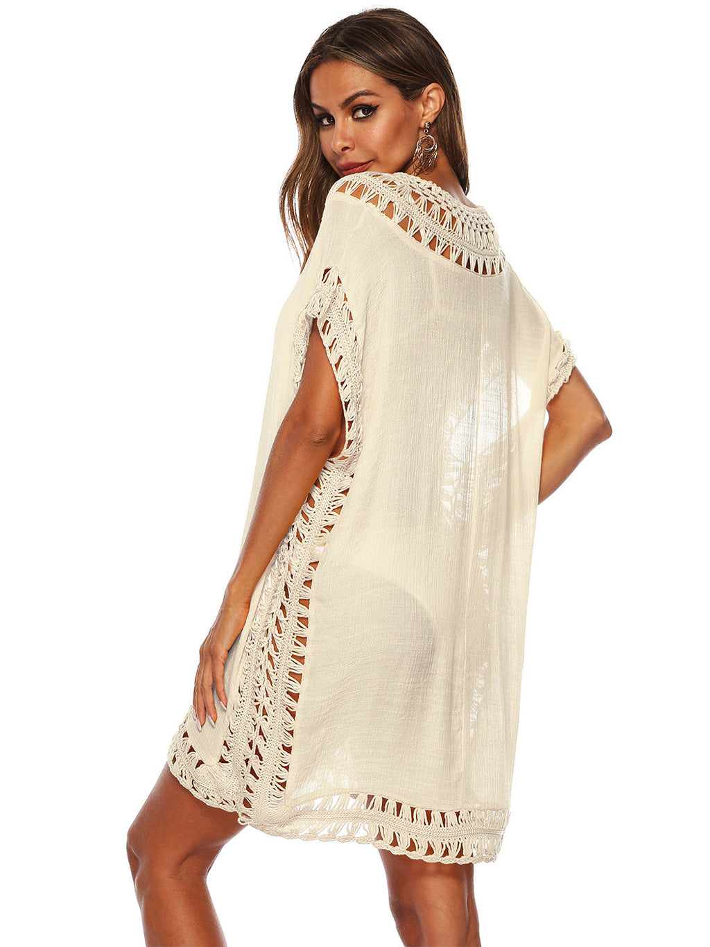 Traje de baño Anna-Kaci para mujer, traje de baño, vestido sexy para playa, bikini, ropa de playa de crochet, vestido suelto