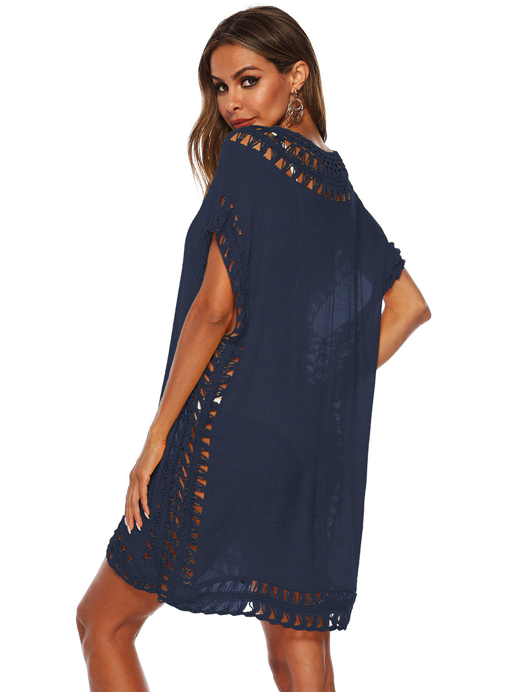 Traje de baño Anna-Kaci para mujer, traje de baño, vestido sexy para playa, bikini, ropa de playa de crochet, vestido suelto