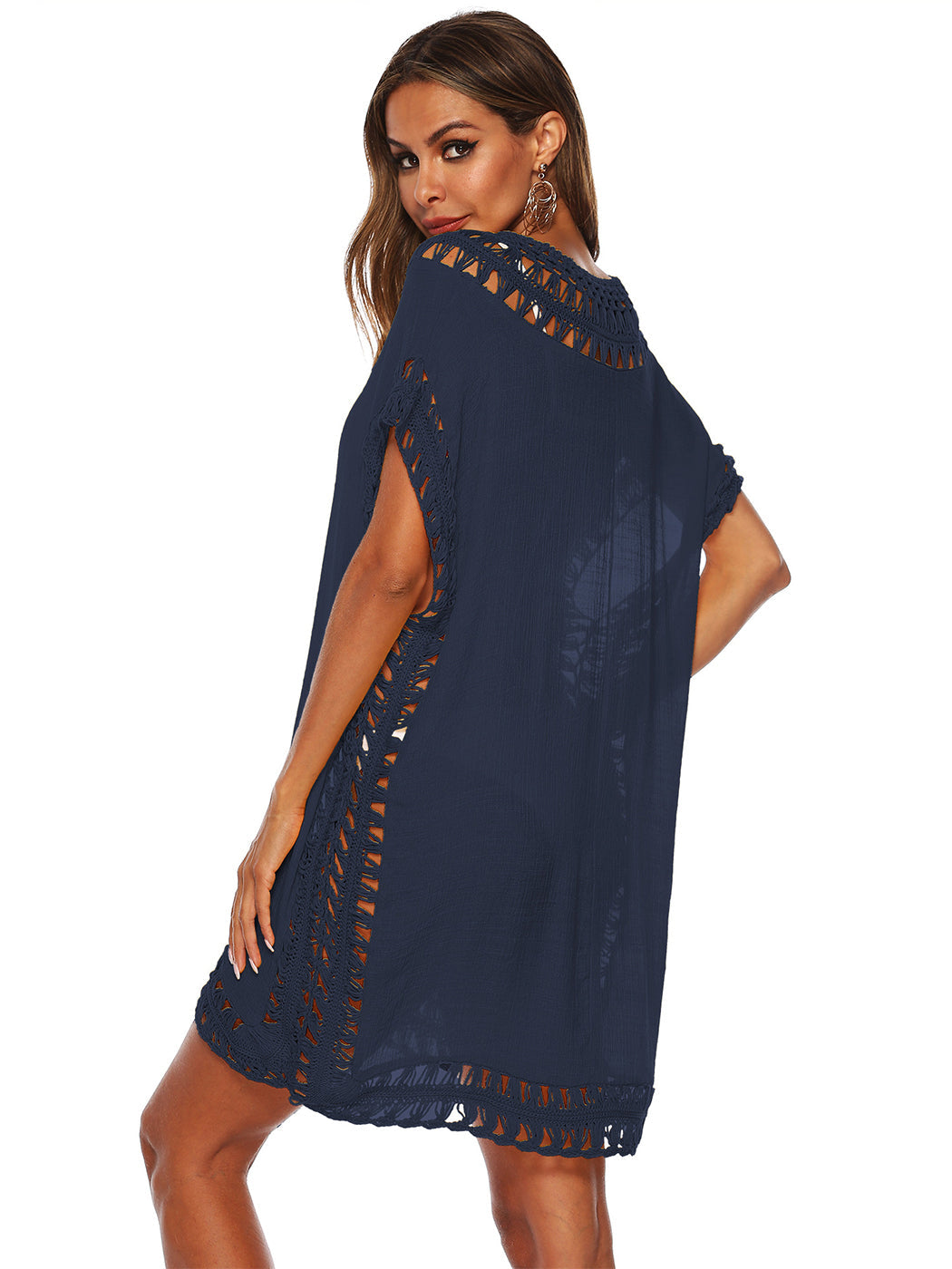 Traje de baño Anna-Kaci para mujer, traje de baño, vestido sexy para playa, bikini, ropa de playa de crochet, vestido suelto