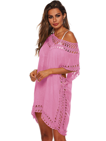 Anna-Kaci Swimsuit Cover Up Women Swimwear Bathing Suit Dress Sexy Bikini Beach Crochet Beachwear Loose Dress