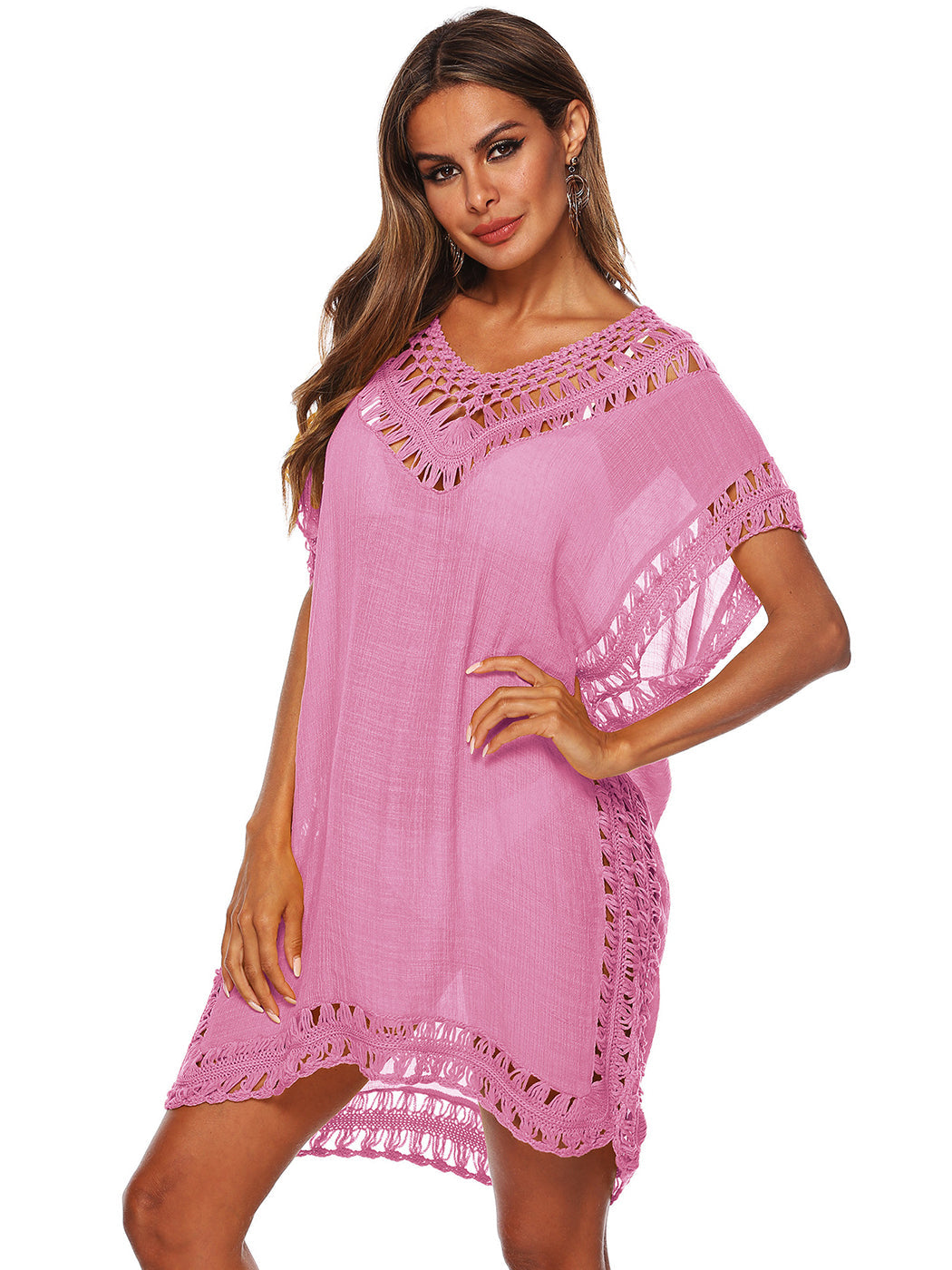Traje de baño Anna-Kaci para mujer, traje de baño, vestido sexy para playa, bikini, ropa de playa de crochet, vestido suelto