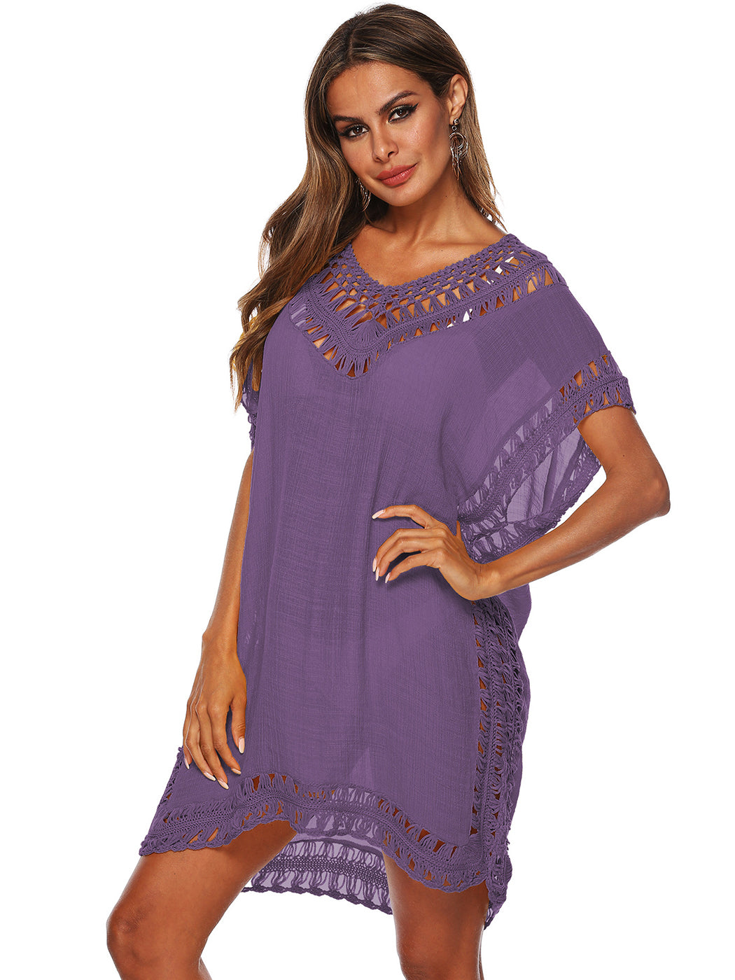 Traje de baño Anna-Kaci para mujer, traje de baño, vestido sexy para playa, bikini, ropa de playa de crochet, vestido suelto