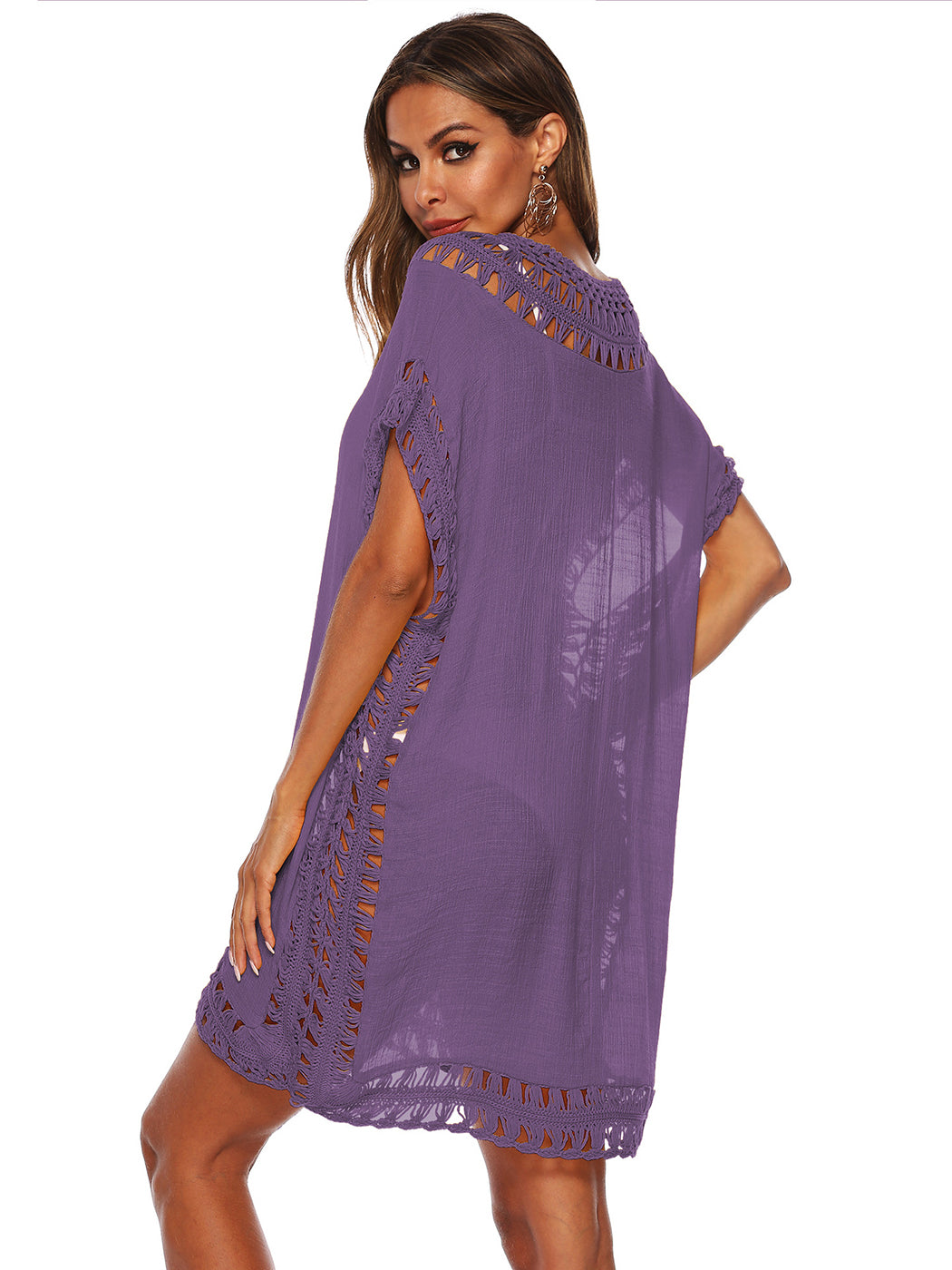 Traje de baño Anna-Kaci para mujer, traje de baño, vestido sexy para playa, bikini, ropa de playa de crochet, vestido suelto