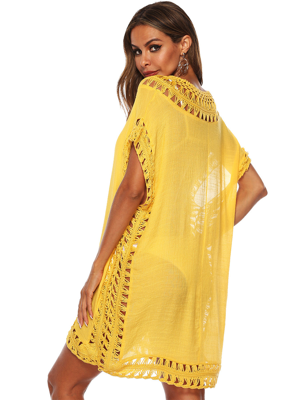 Traje de baño Anna-Kaci para mujer, traje de baño, vestido sexy para playa, bikini, ropa de playa de crochet, vestido suelto