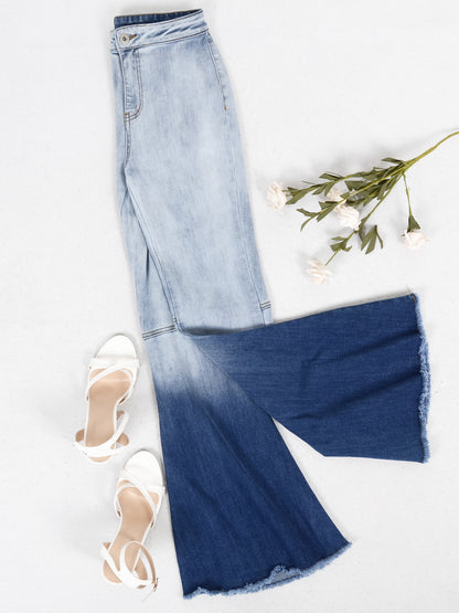 Pantalones vaqueros de cintura alta con campana