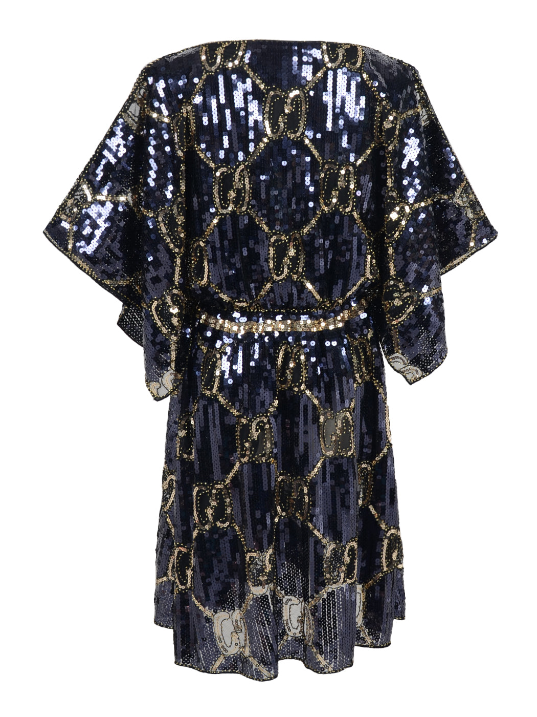 Anna-Kaci Women's Fashion Sequins Half Sleeve Boat Neck Loose Stretch Tunic Blouses Mini Dresses