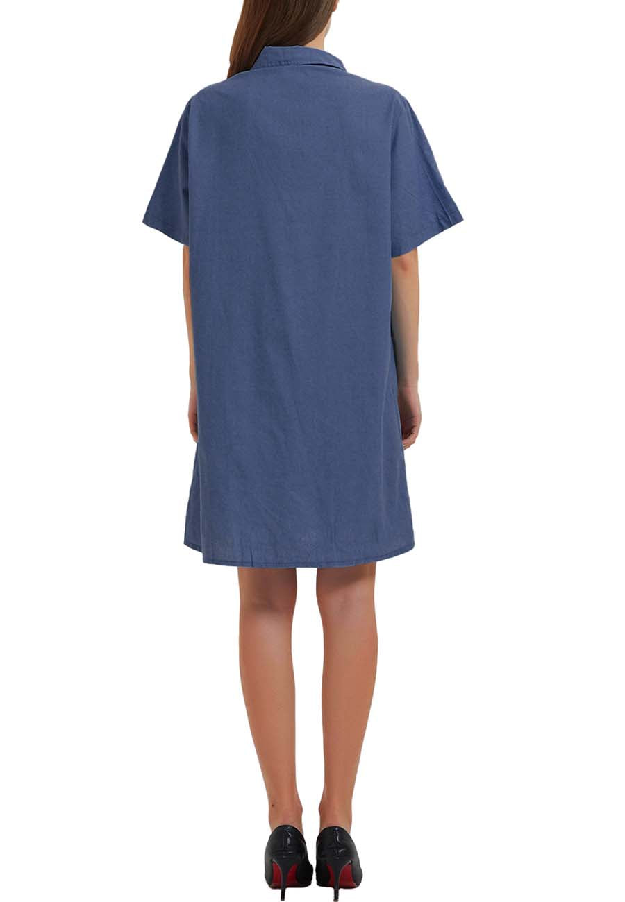 Vestido camisero de manga corta con botones y jean 