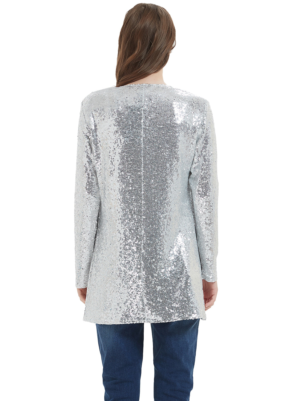 Chaqueta de lentejuelas para mujer de Anna-Kaci, abrigo abierto por delante, blazer, prenda exterior para fiesta, cóctel, cárdigan