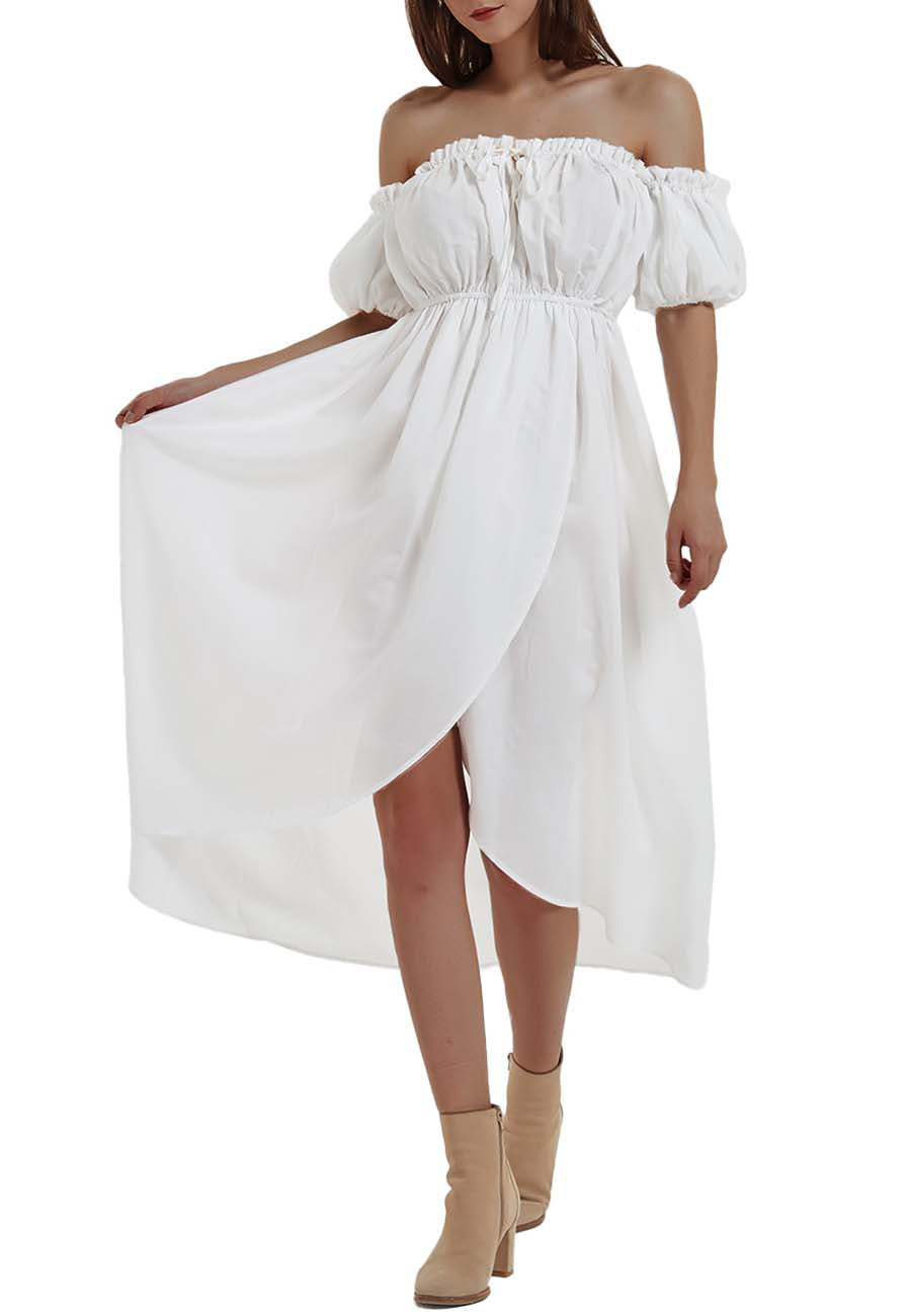 Anna-Kaci Women White Summer Fall Renaissance Dresses Casual Boho Lantern Sleeve Off Shoulder Fairy Long Dress, Black / Small 4-6 Anna-Kaci Women White Summer Fall Renaissance Dresses Casual Boho Lantern Sleeve Off Shoulder Fairy Long Dress, Black / Small 4-6