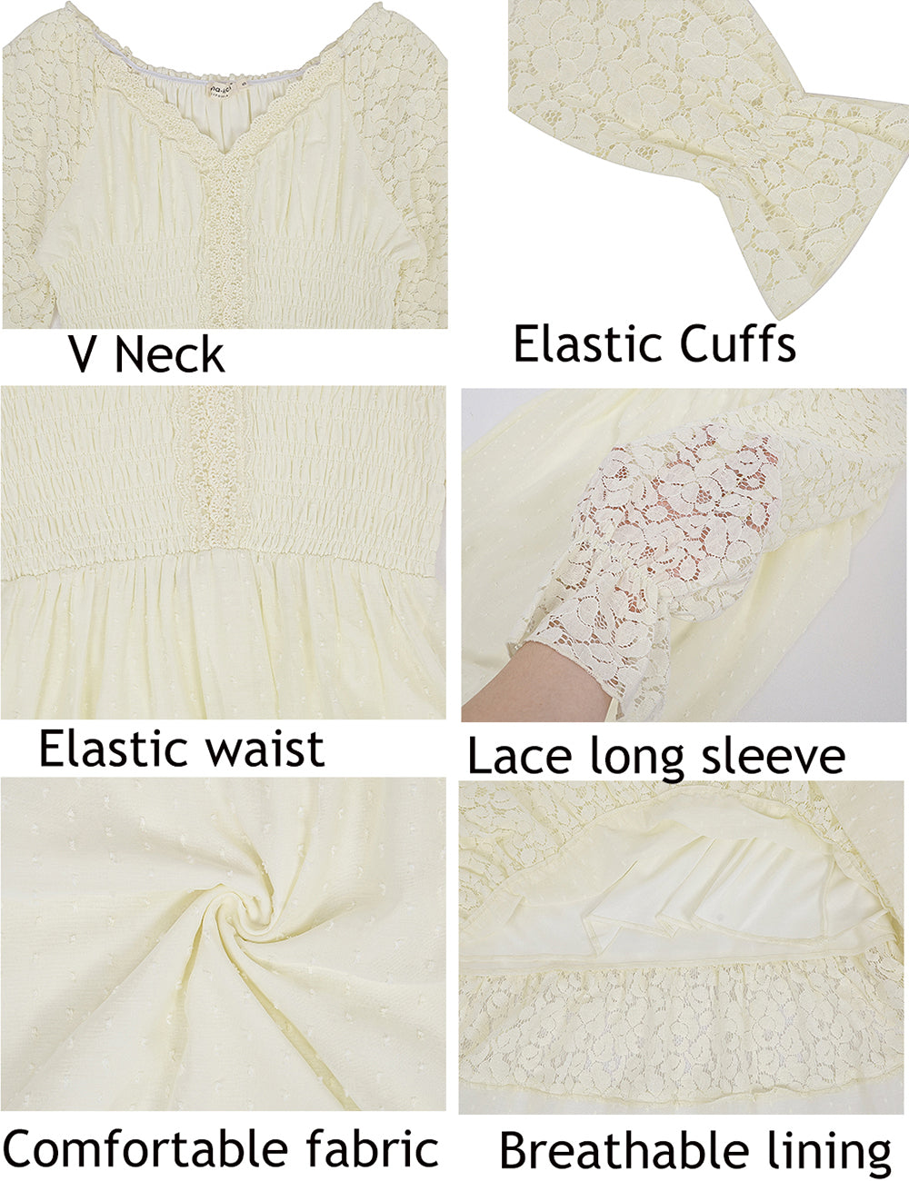 ワンピース A&S / V-neck long dress Angxiwan Midi Dresses for Women V Neck Short Sleeve Casual