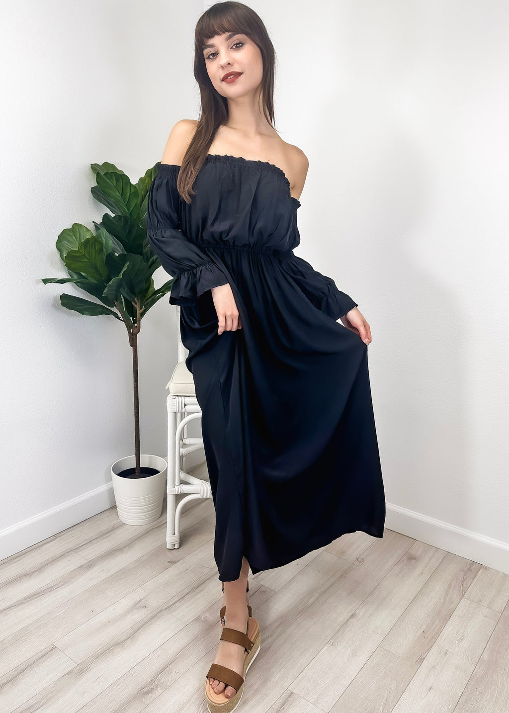 Vestido medieval irlandés con hombros descubiertos para mujer de Anna-Kaci