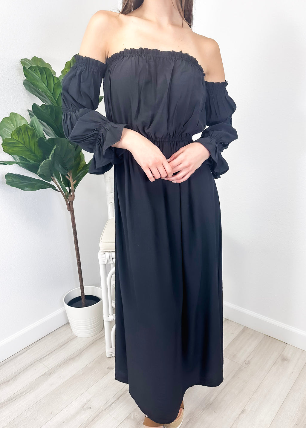 Vestido medieval irlandés con hombros descubiertos para mujer de Anna-Kaci