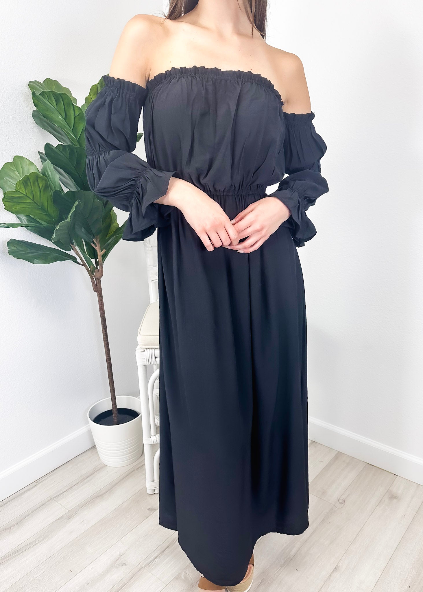 Vestido medieval irlandés con hombros descubiertos para mujer de Anna-Kaci
