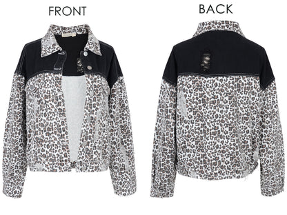 Leopard Print Crop Denim Shacket