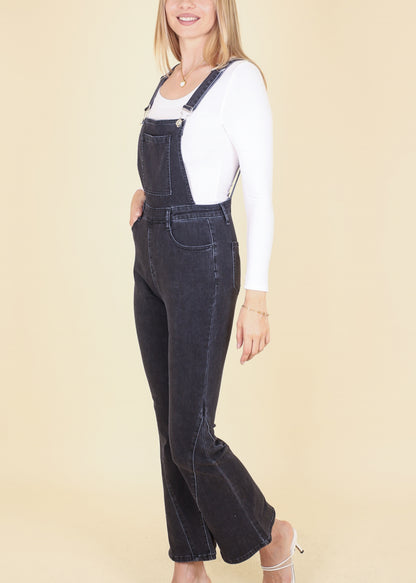 Anna-Kaci Women's Flare Overalls Jumpsuits Retro Bell Bottom Jeans Skinny Denim Overalls