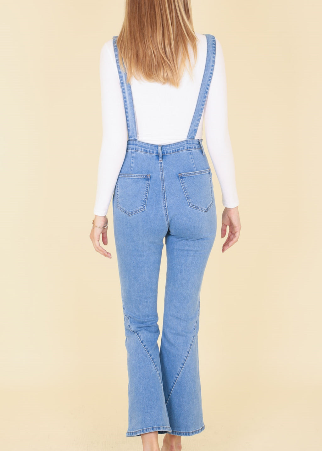 Monos acampanados para mujer de Anna-Kaci Monos Vaqueros retro con parte inferior acampanada Monos vaqueros ajustados
