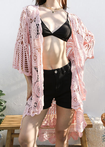 Crochet Boho Kimono Swim Cover-Up