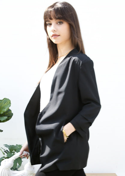 Blazer fruncido con parte delantera abierta 