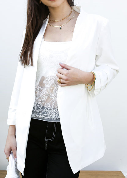 Blazer fruncido con parte delantera abierta 