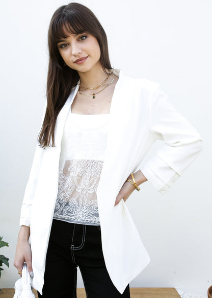 Blazer fruncido con parte delantera abierta 