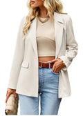 Anna-Kaci Blazers casuales de manga larga para mujer, chaquetas de traje de oficina con botones abiertos en el frente y bolsillos