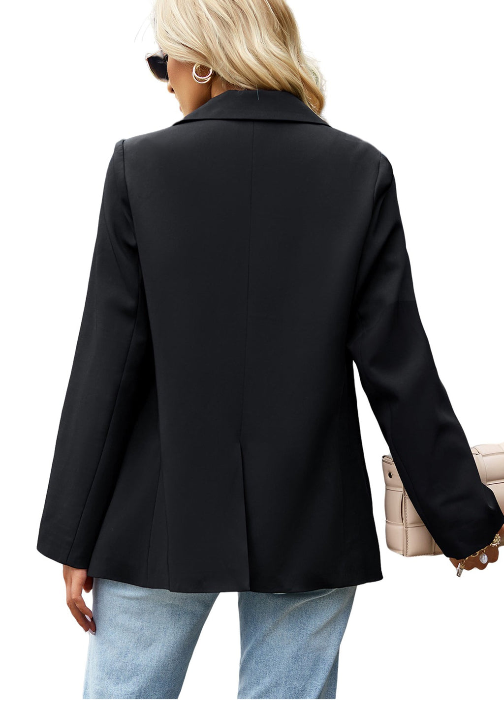 Anna-Kaci Blazers casuales de manga larga para mujer, chaquetas de traje de oficina con botones abiertos en el frente y bolsillos