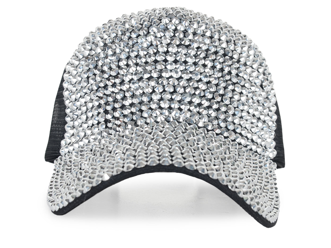 Gorra de béisbol con tachuelas y diamantes de imitación para mujer de Anna-Kaci, con cola de caballo y moño, ajustable, de malla brillante