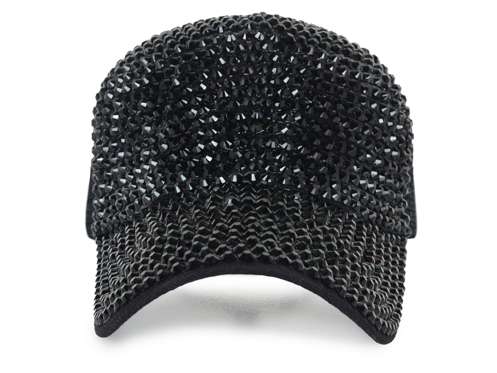 Gorra de béisbol con tachuelas y diamantes de imitación para mujer de Anna-Kaci, con cola de caballo y moño, ajustable, de malla brillante