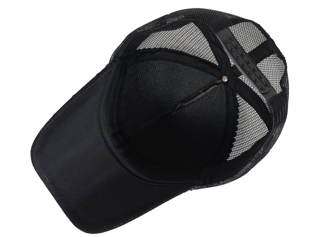 Gorra de béisbol con tachuelas y diamantes de imitación para mujer de Anna-Kaci, con cola de caballo y moño, ajustable, de malla brillante