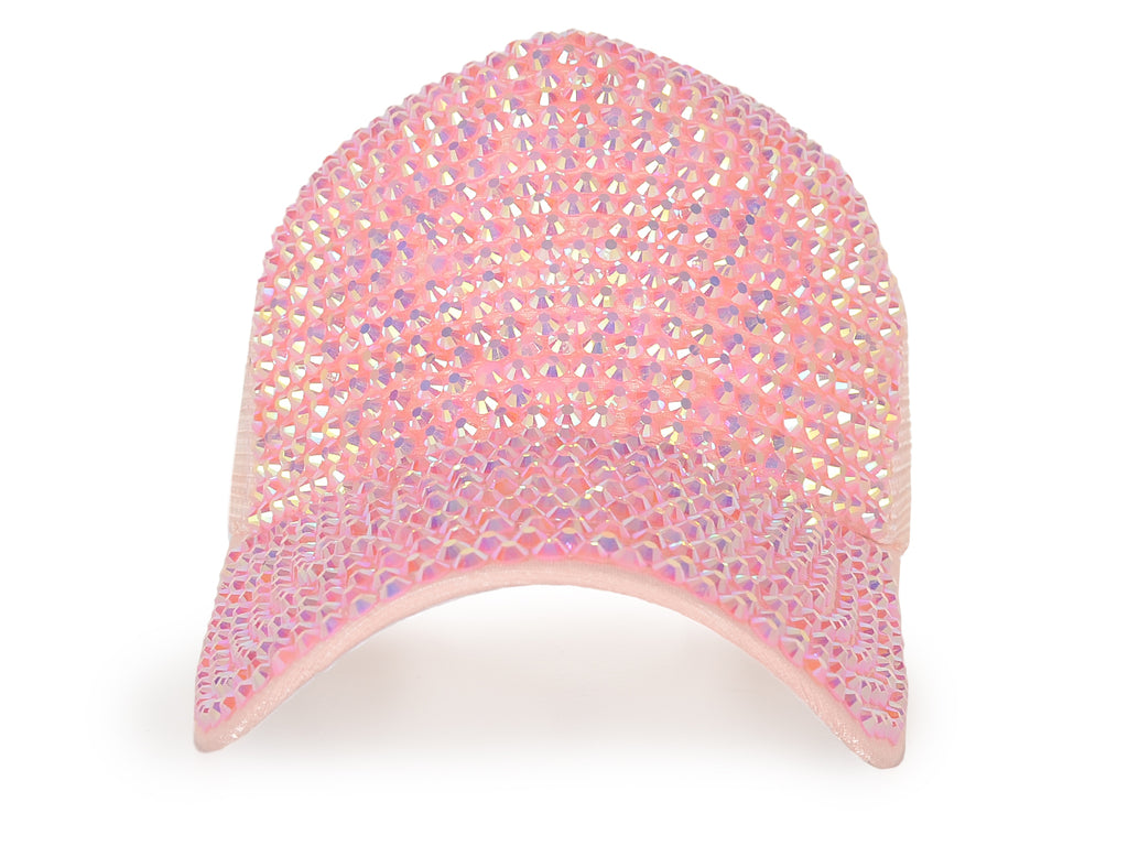 Gorra de béisbol con tachuelas y diamantes de imitación para mujer de Anna-Kaci, con cola de caballo y moño, ajustable, de malla brillante