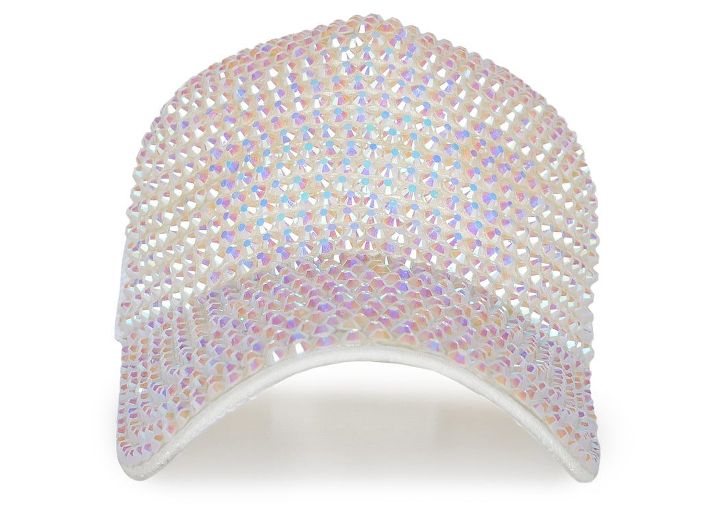 Gorra de béisbol con tachuelas y diamantes de imitación para mujer de Anna-Kaci, con cola de caballo y moño, ajustable, de malla brillante