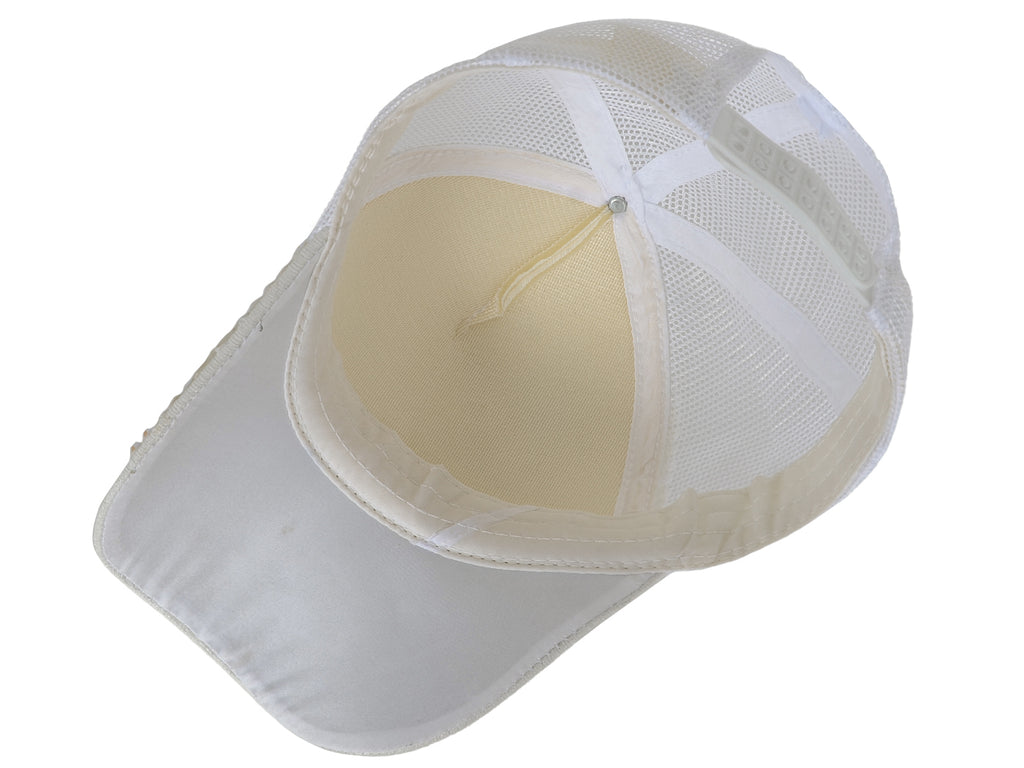 Gorra de béisbol con tachuelas y diamantes de imitación para mujer de Anna-Kaci, con cola de caballo y moño, ajustable, de malla brillante