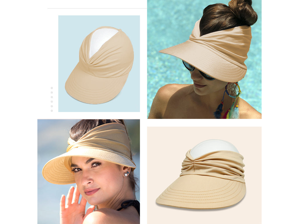 Anna-Kaci - Sombrero con visera para el sol para mujer, ala ancha, protección UV 50, para playa, para verano