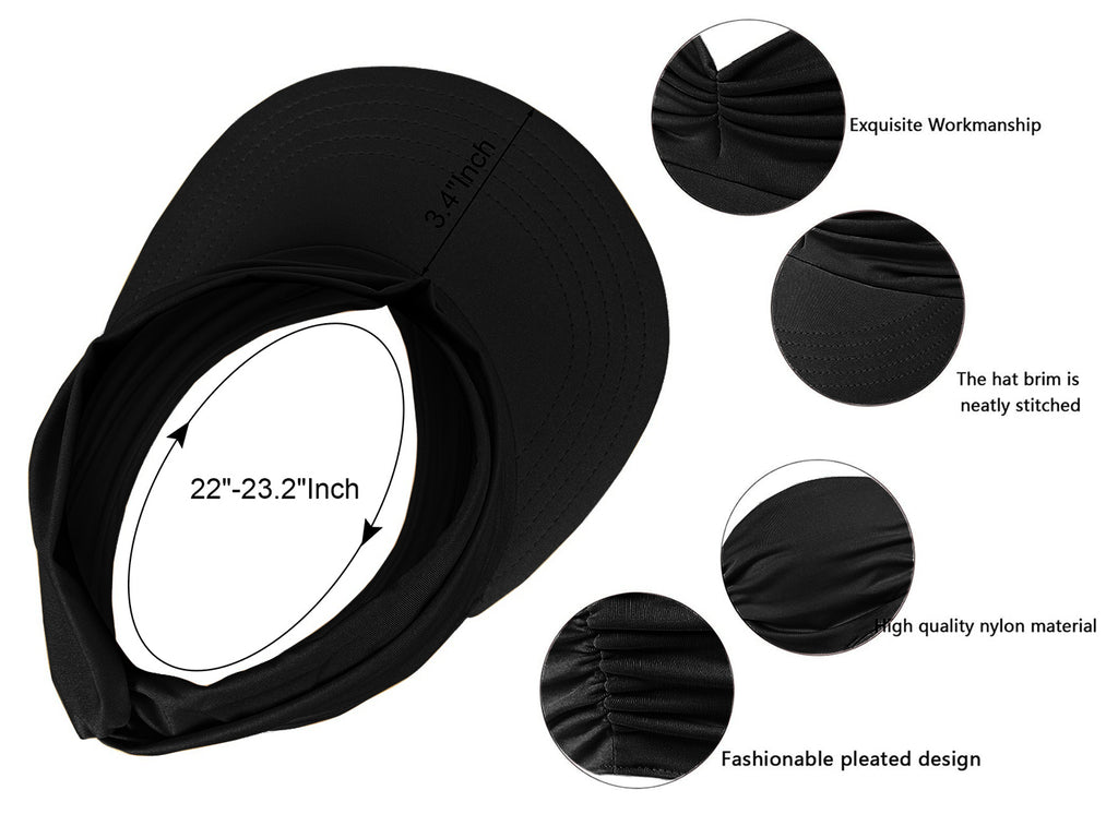 Anna-Kaci - Sombrero con visera para el sol para mujer, ala ancha, protección UV 50, para playa, para verano