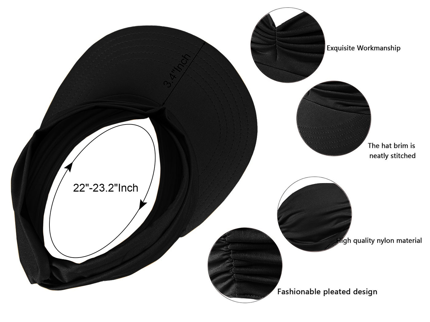 Anna-Kaci - Sombrero con visera para el sol para mujer, ala ancha, protección UV 50, para playa, para verano