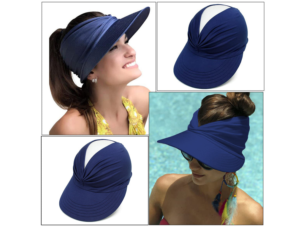 Anna-Kaci - Sombrero con visera para el sol para mujer, ala ancha, protección UV 50, para playa, para verano