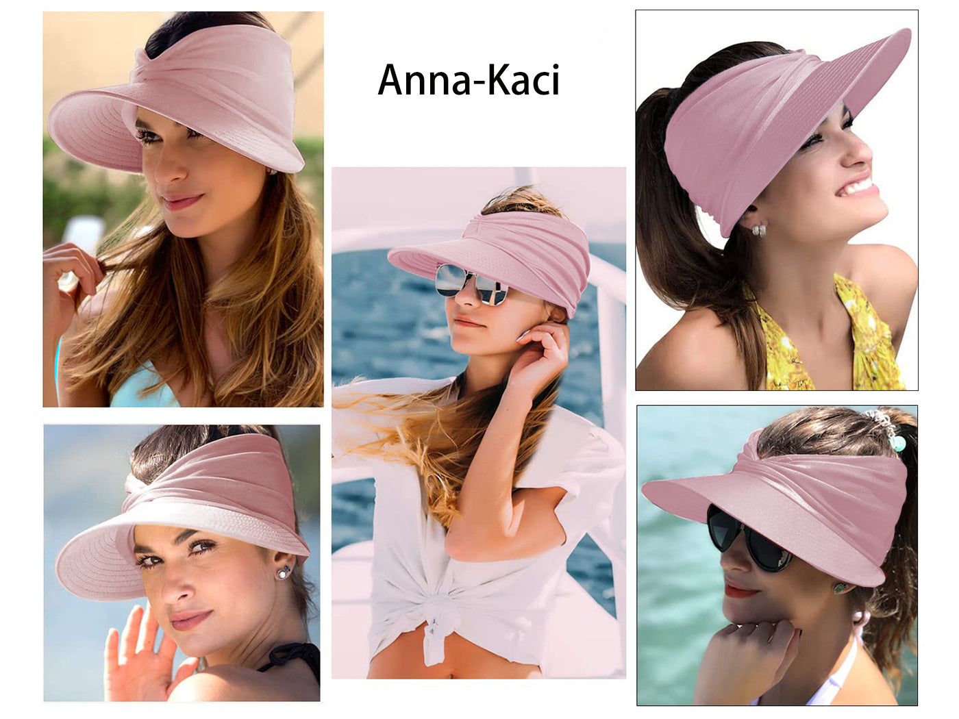 Anna-Kaci - Sombrero con visera para el sol para mujer, ala ancha, protección UV 50, para playa, para verano