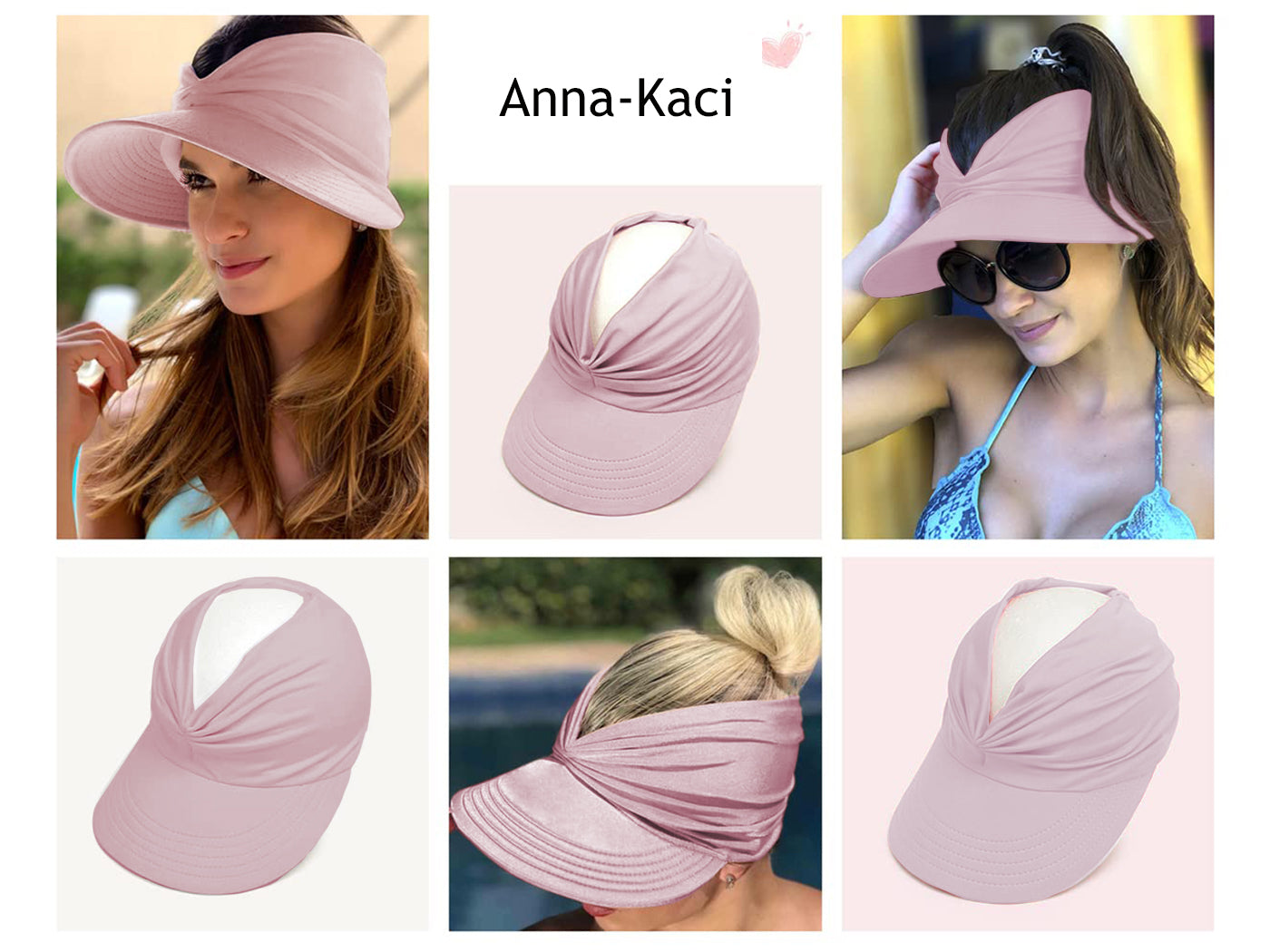 Anna-Kaci - Sombrero con visera para el sol para mujer, ala ancha, protección UV 50, para playa, para verano