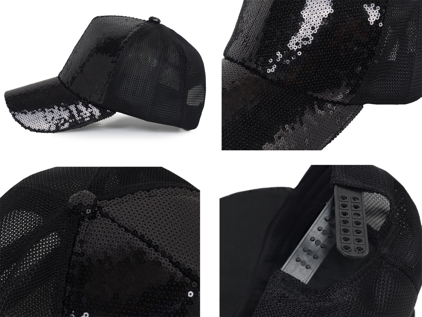 Gorra de béisbol para mujer Anna-Kaci, gorra con cola de caballo con purpurina, gorra de moño alto desordenado, gorra de camionero para papá