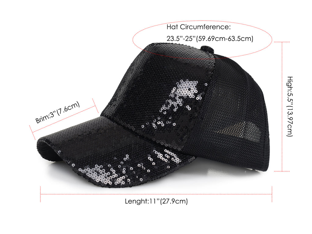 Gorra de béisbol para mujer Anna-Kaci, gorra con cola de caballo con purpurina, gorra de moño alto desordenado, gorra de camionero para papá