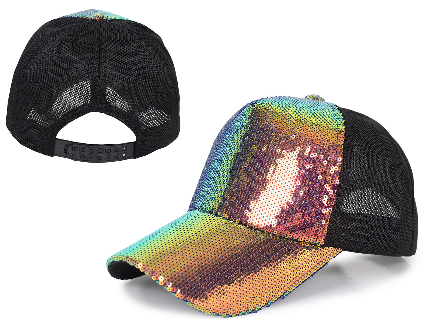 Gorra de béisbol para mujer Anna-Kaci, gorra con cola de caballo con purpurina, gorra de moño alto desordenado, gorra de camionero para papá