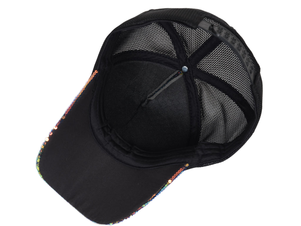 Gorra de béisbol para mujer Anna-Kaci, gorra con cola de caballo con purpurina, gorra de moño alto desordenado, gorra de camionero para papá