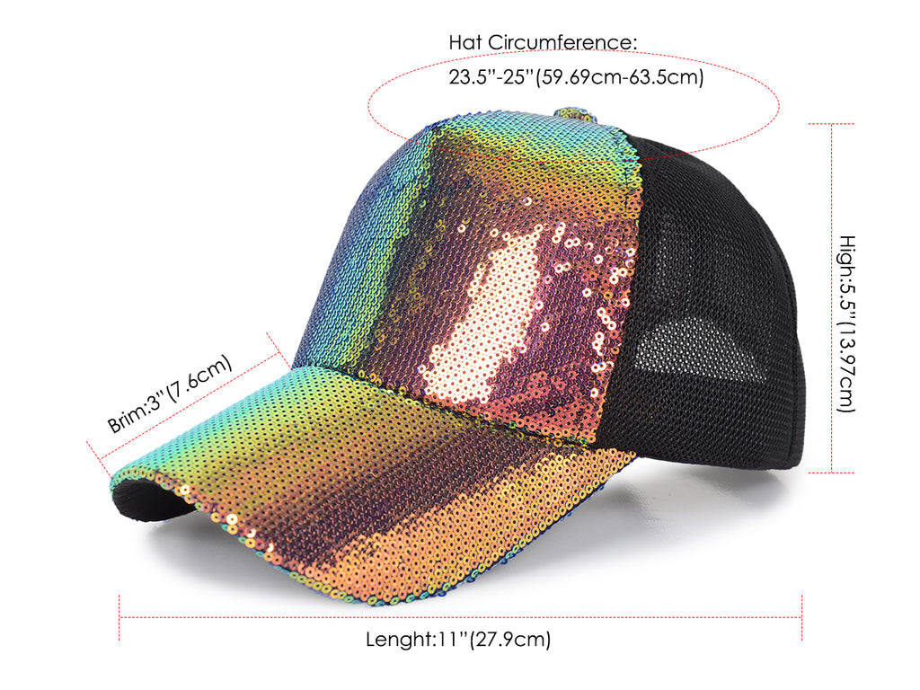 Gorra de béisbol para mujer Anna-Kaci, gorra con cola de caballo con purpurina, gorra de moño alto desordenado, gorra de camionero para papá