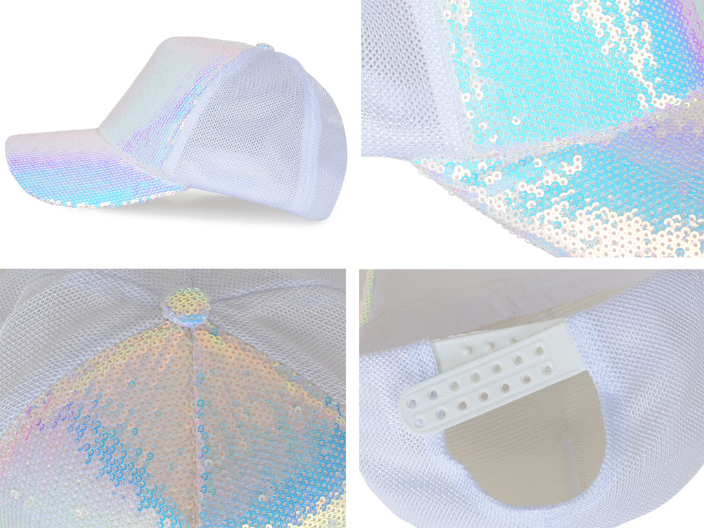 Gorra de béisbol para mujer Anna-Kaci, gorra con cola de caballo con purpurina, gorra de moño alto desordenado, gorra de camionero para papá