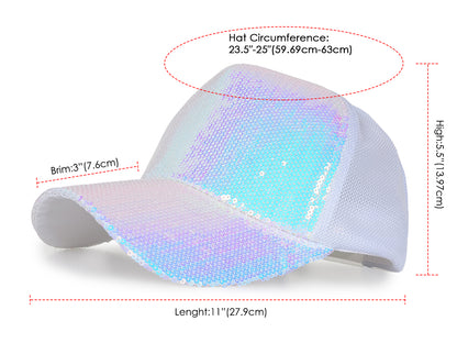 Anna-Kaci Womens Baseball Cap Glitter Ponytail Hat High Messy Bun Ponycap Trucker Dad Hat