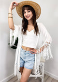 Traje de baño de crochet estilo bohemio para mujer de Anna-Kaci, kimono de punto con borlas y huecos, pareo playero fluido
